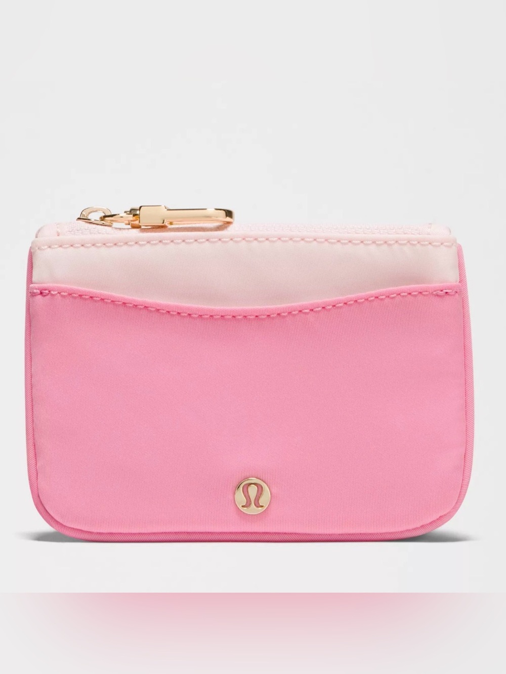 lululemon athletica Pink Two-Tone Zip Card Pouch with Gold Hardware